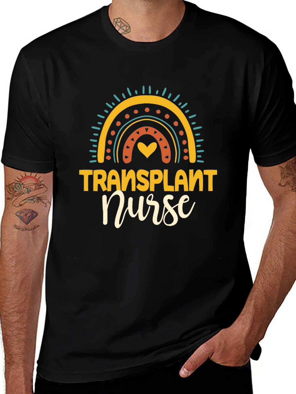 Transplant Nurse Graphic T-Shirt Rainbow Design