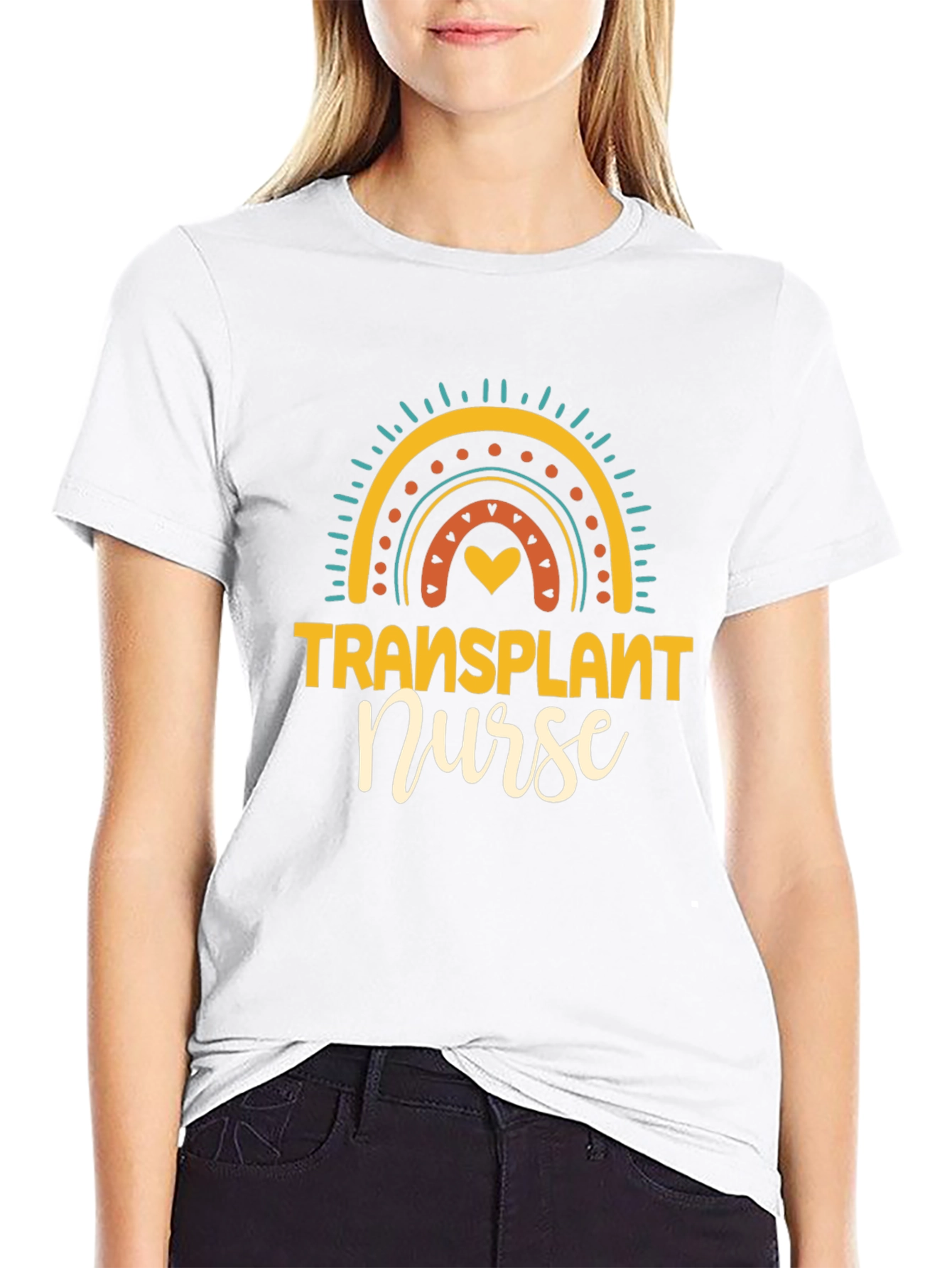 Transplant Nurse Graphic T-Shirt Rainbow Design