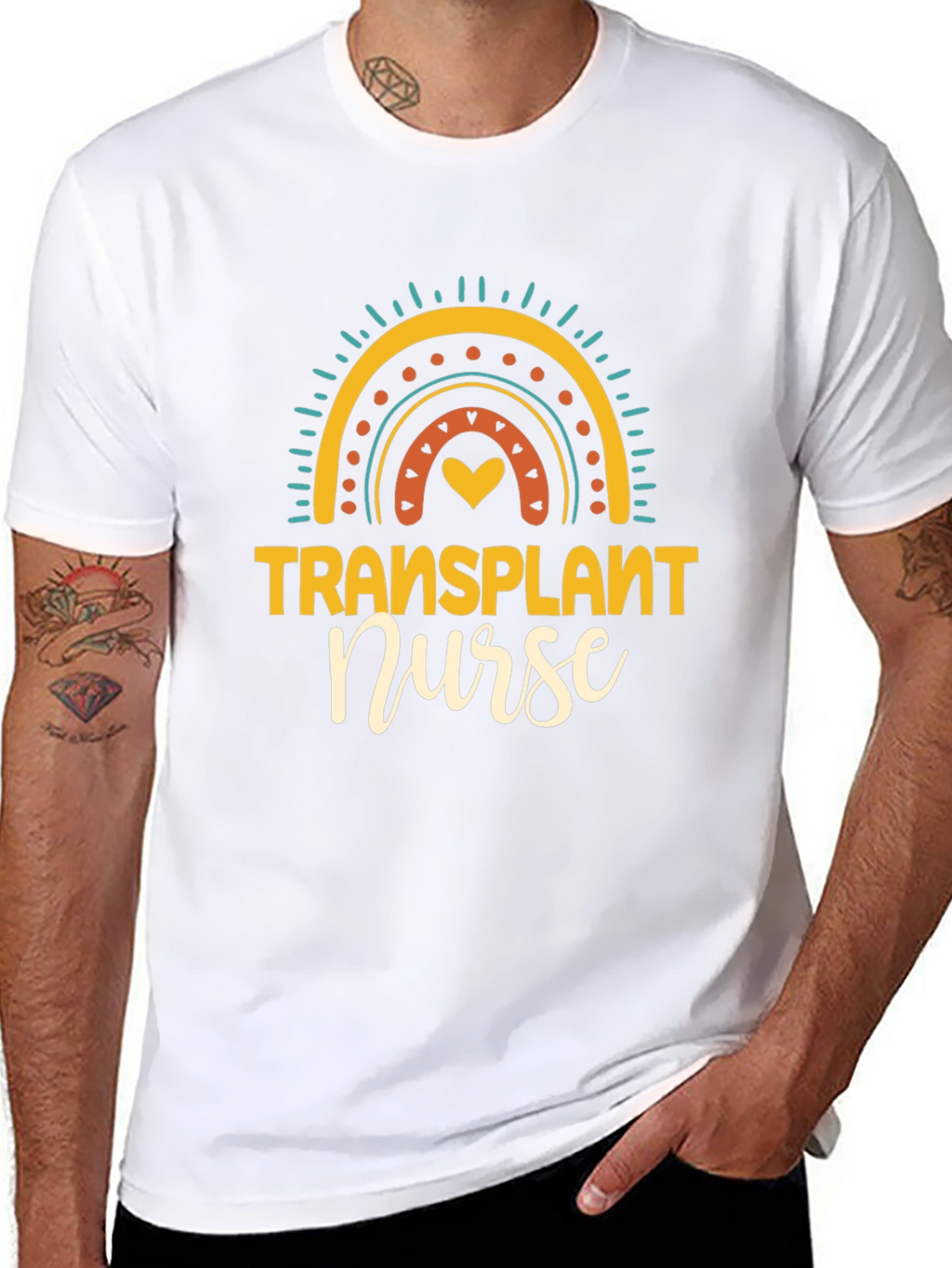 Transplant Nurse Graphic T-Shirt Rainbow Design