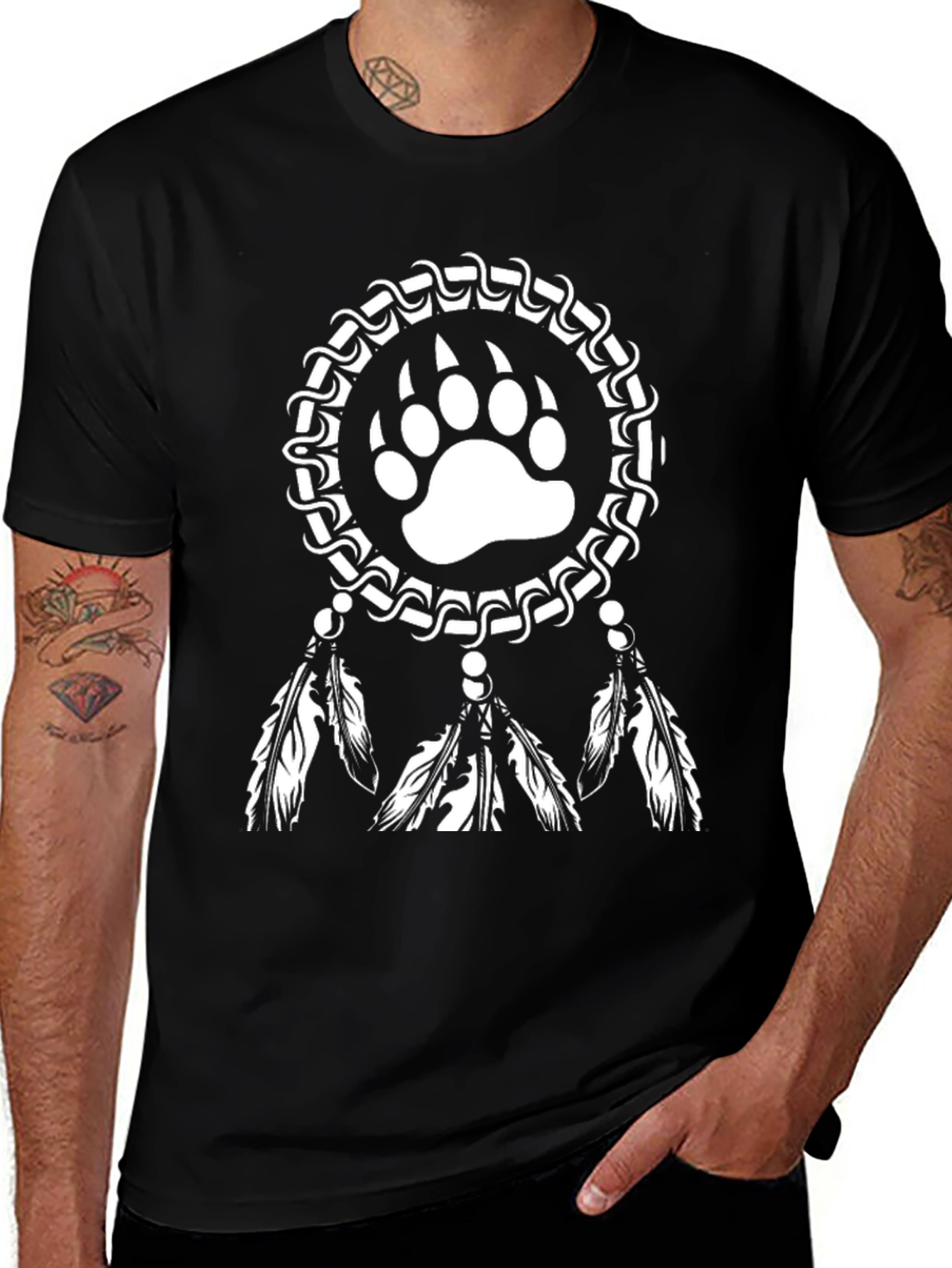 Bear Paw Dreamcatcher Graphic T-Shirt