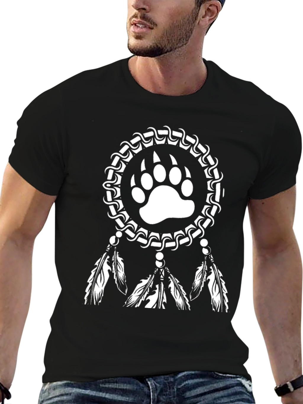 Bear Paw Dreamcatcher Graphic T-Shirt