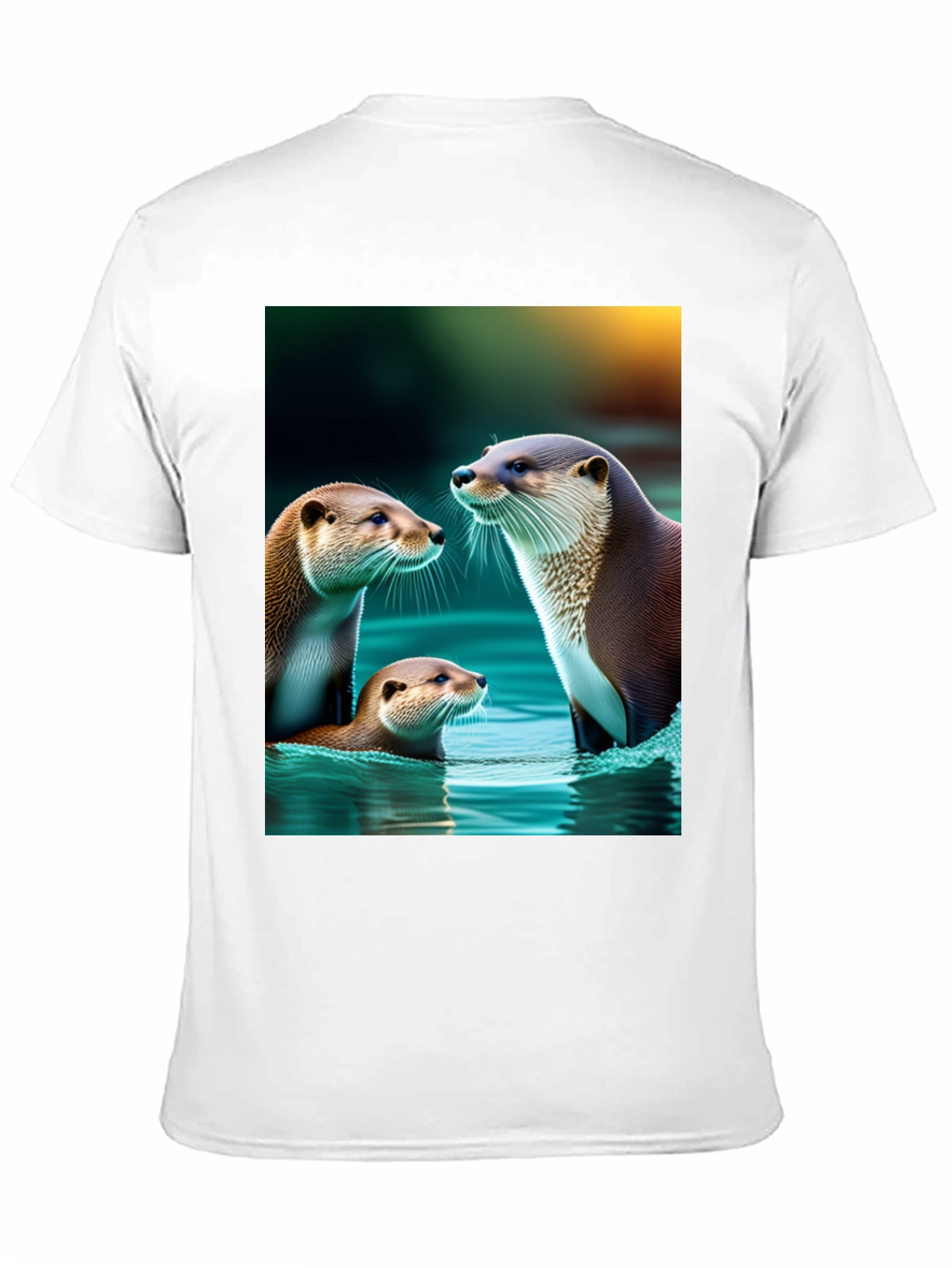 Otter Family Graphic Tee - Black Cotton Blend