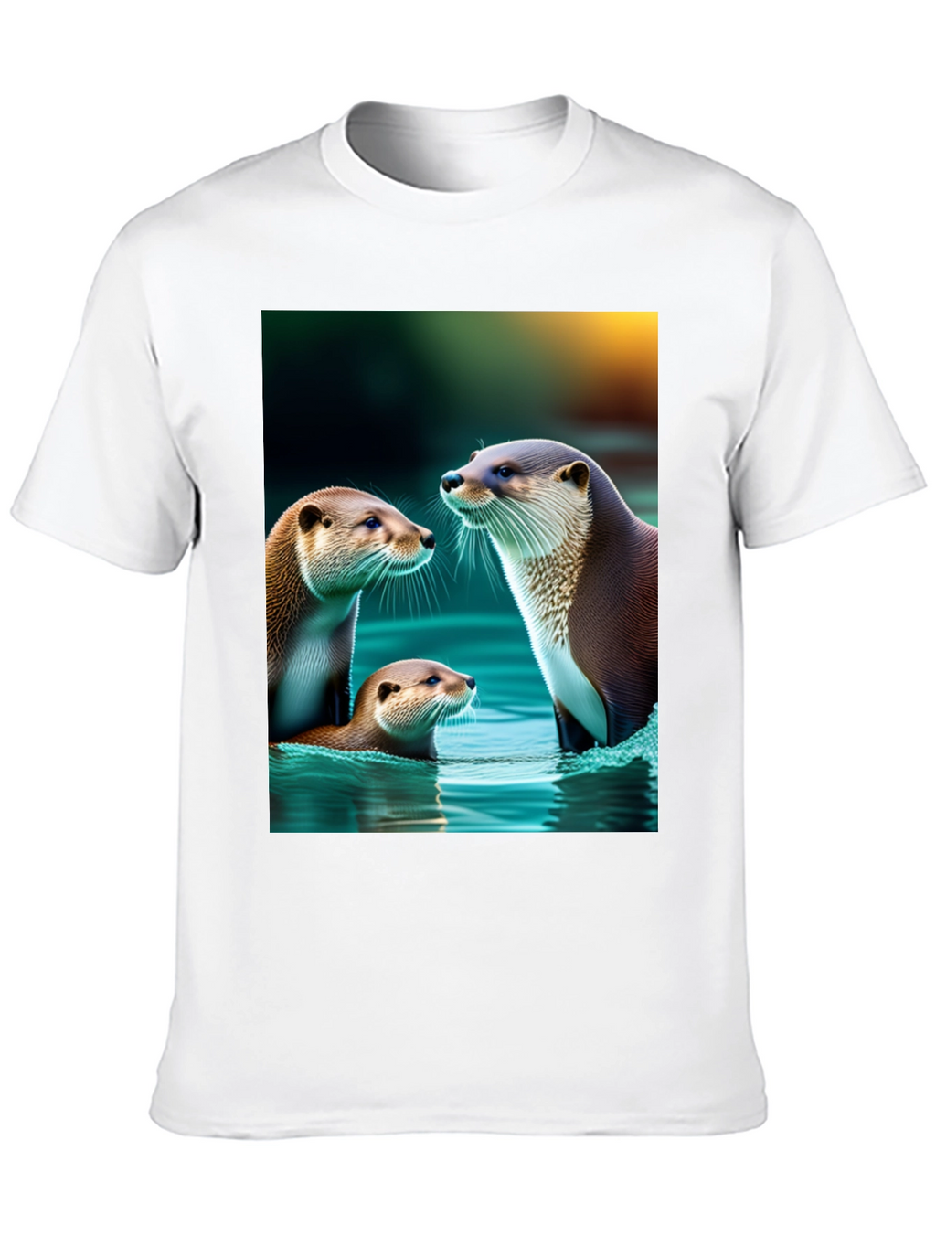 Otter Family Graphic Tee - Black Cotton Blend