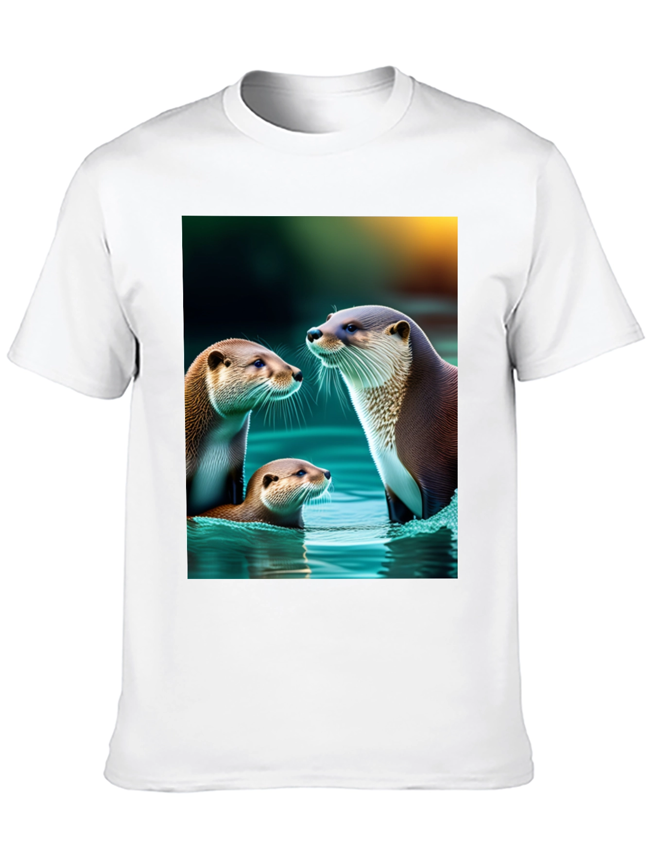 Otter Family Graphic Tee - Black Cotton Blend