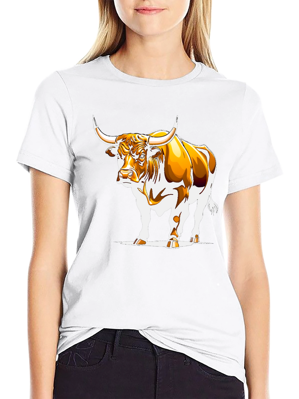 Bull Graphic Black T-Shirt - Bold Animal Design
