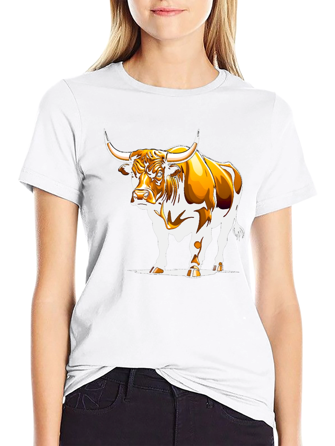 Bull Graphic Black T-Shirt - Bold Animal Design