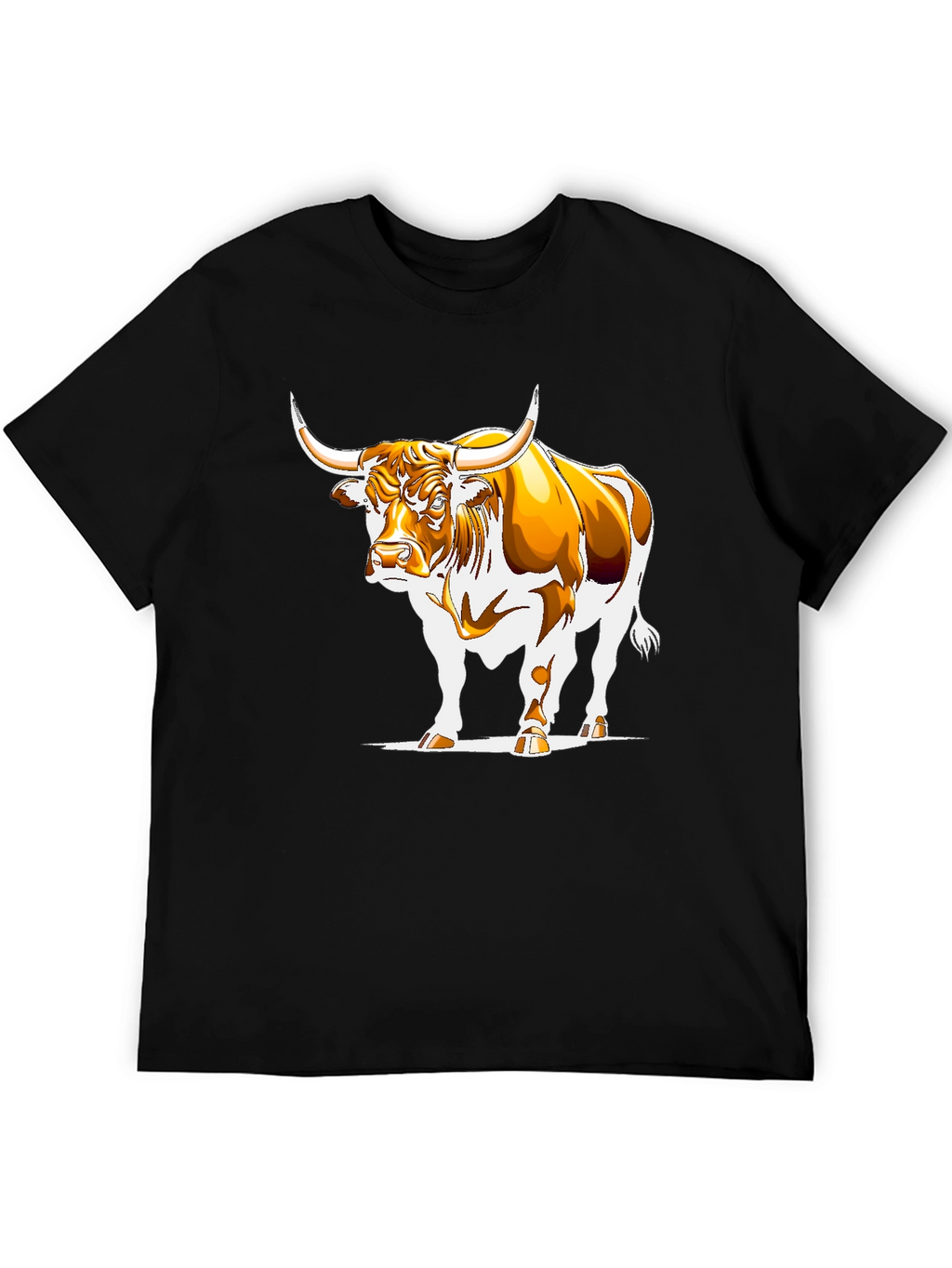 Bull Graphic Black T-Shirt - Bold Animal Design