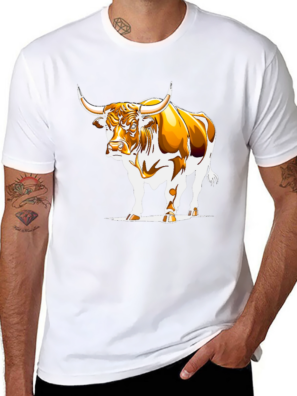 Bull Graphic Black T-Shirt - Bold Animal Design