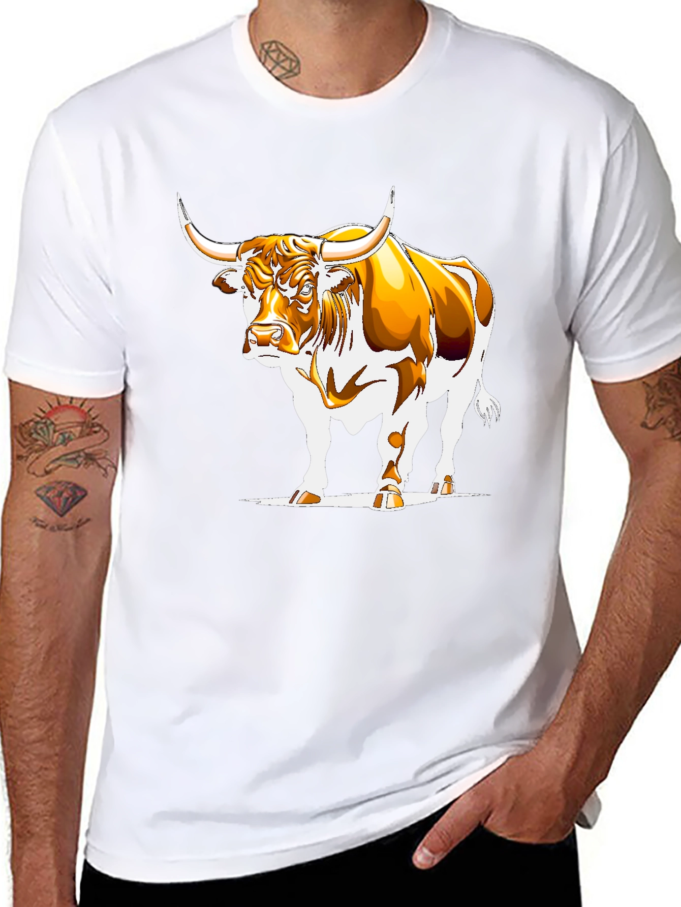 Bull Graphic Black T-Shirt - Bold Animal Design