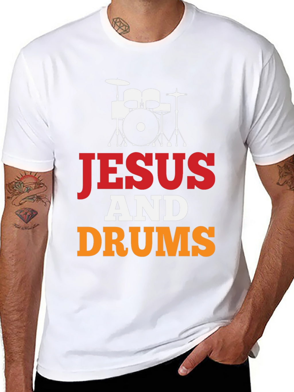 Jesus and Drums Graphic Tee | Christian Drummer T-Shirt