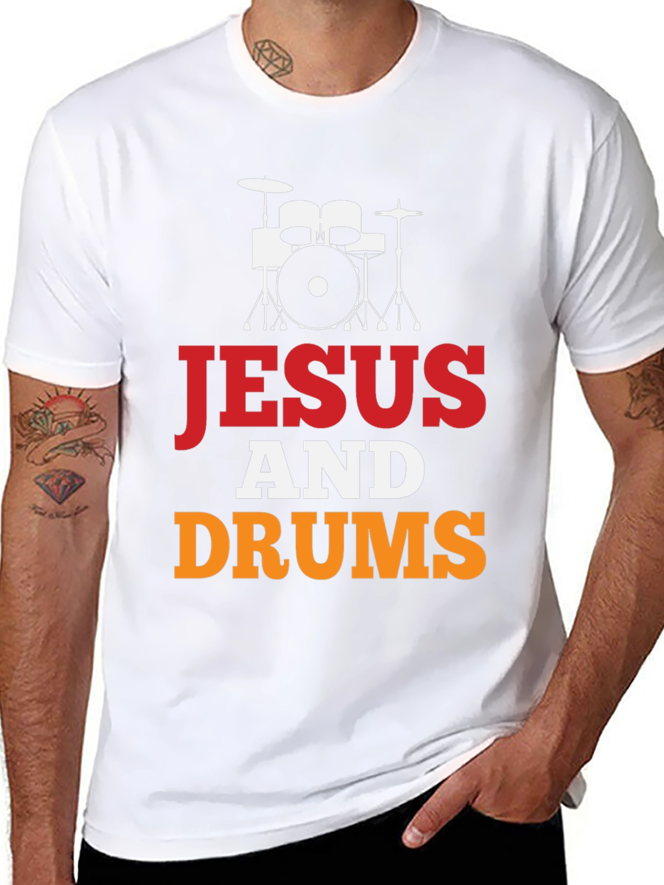 Jesus and Drums Graphic Tee | Christian Drummer T-Shirt