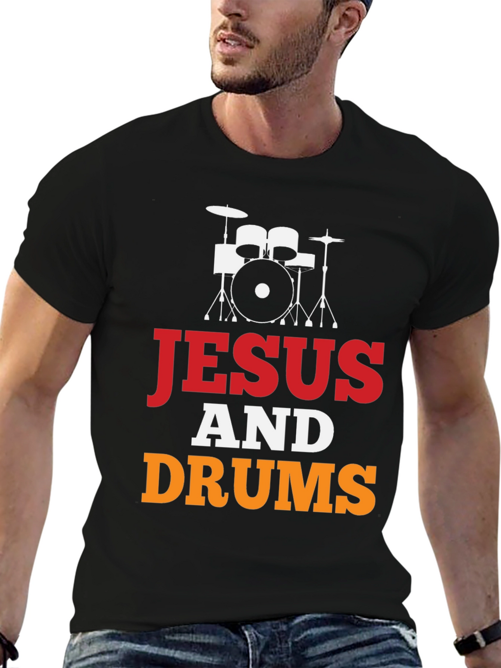 Jesus and Drums Graphic Tee | Christian Drummer T-Shirt