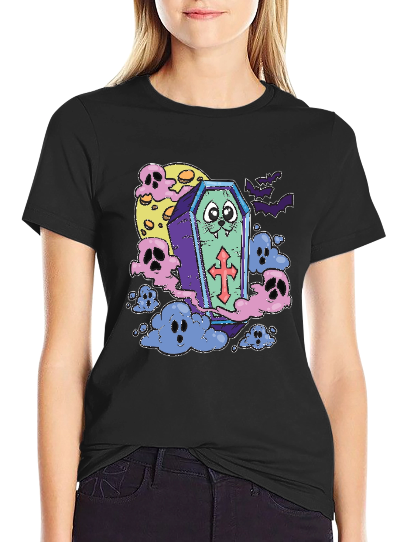 Halloween Cat Coffin T-Shirt