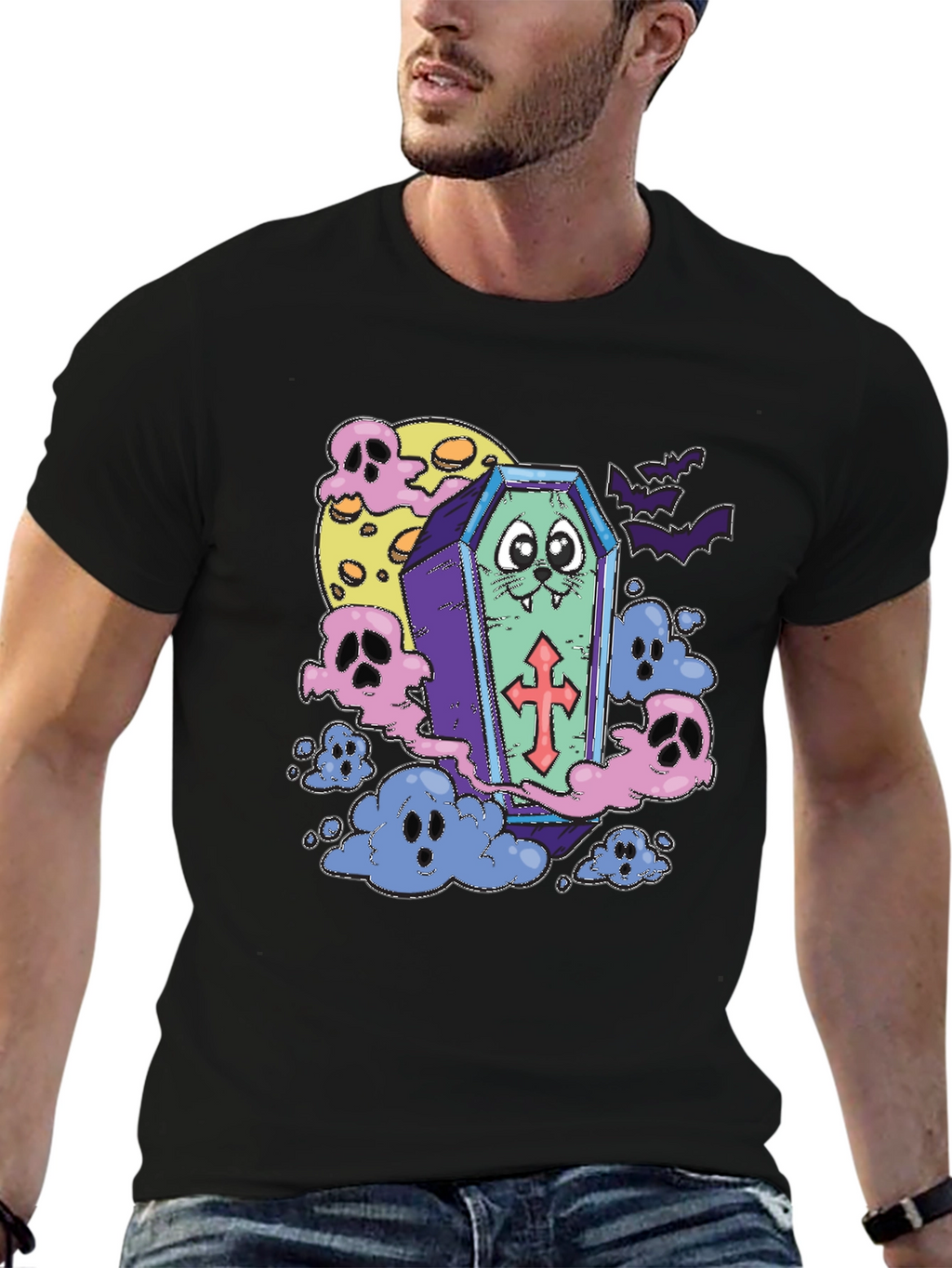 Halloween Cat Coffin T-Shirt
