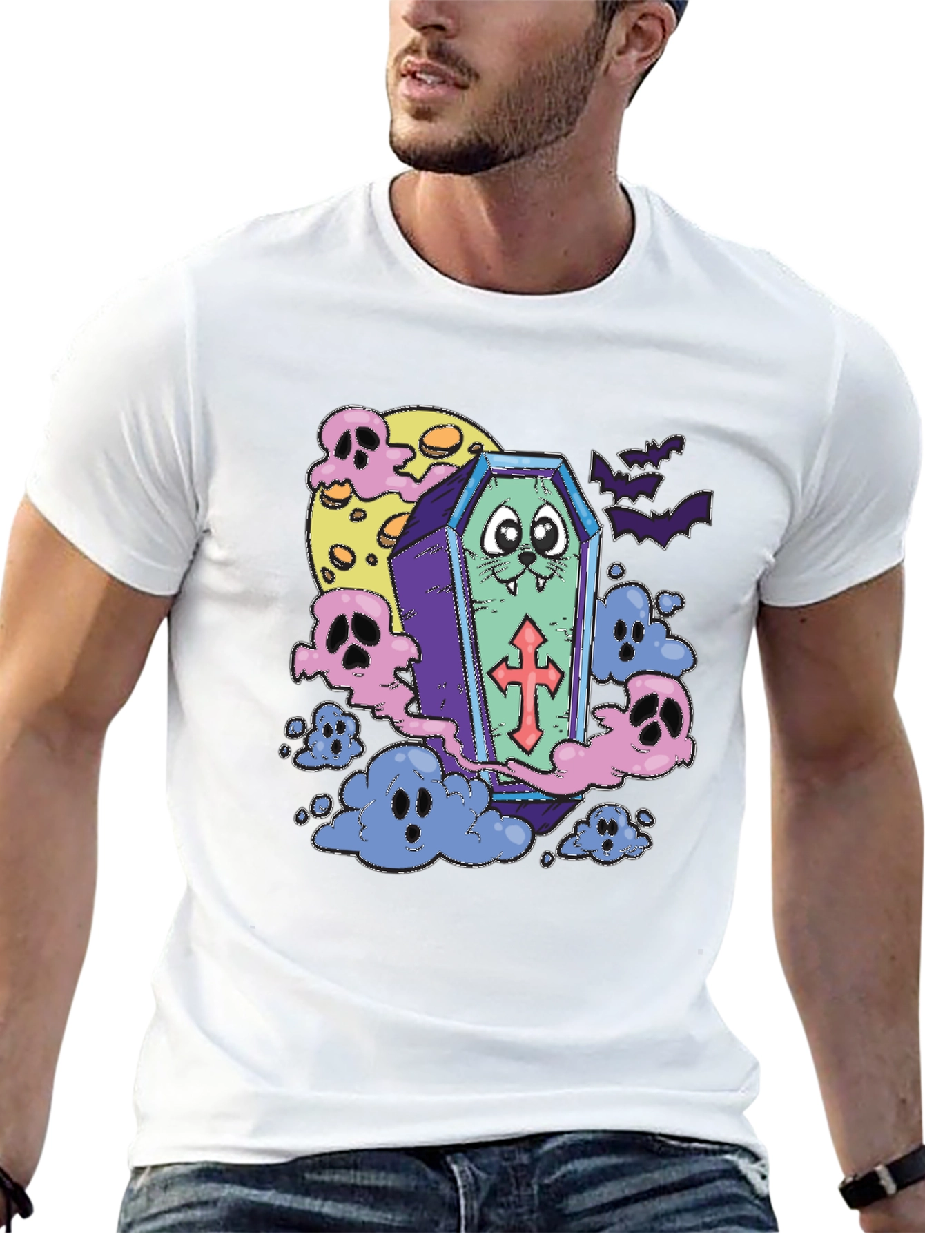 Halloween Cat Coffin T-Shirt
