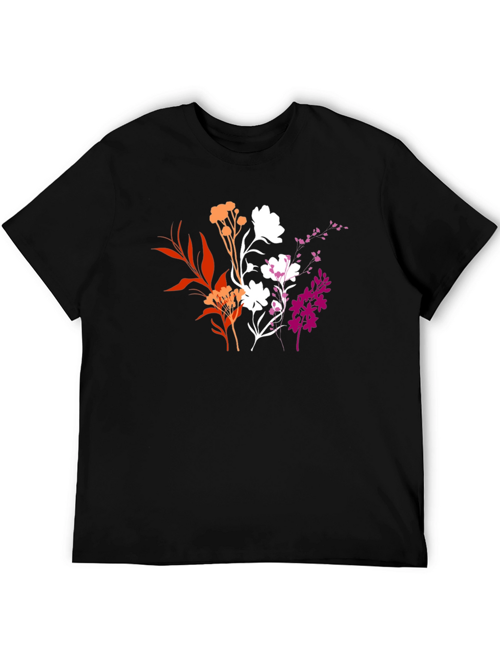 Floral Lesbian Pride Black T-Shirt