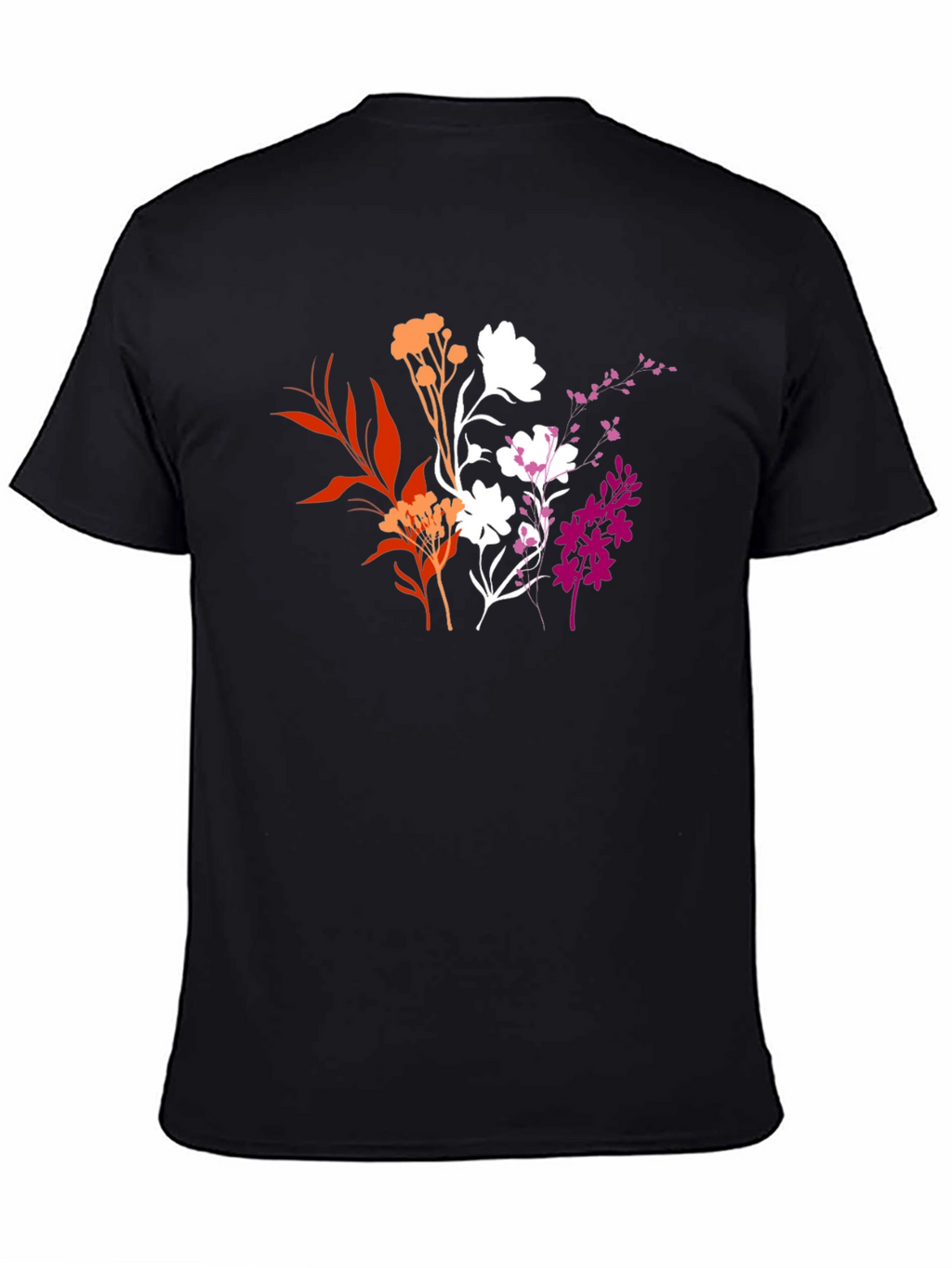Floral Lesbian Pride Black T-Shirt