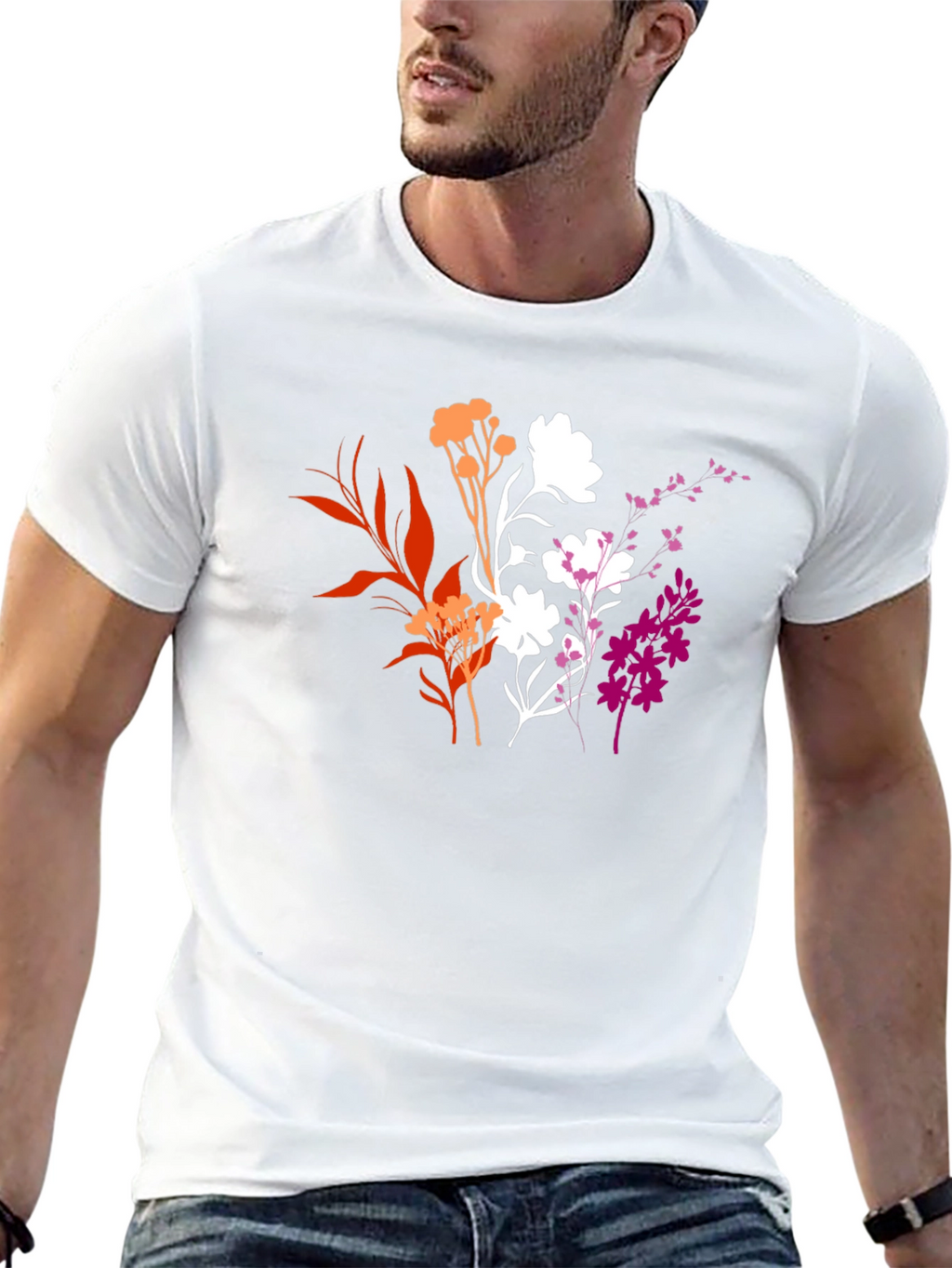 Floral Lesbian Pride Black T-Shirt