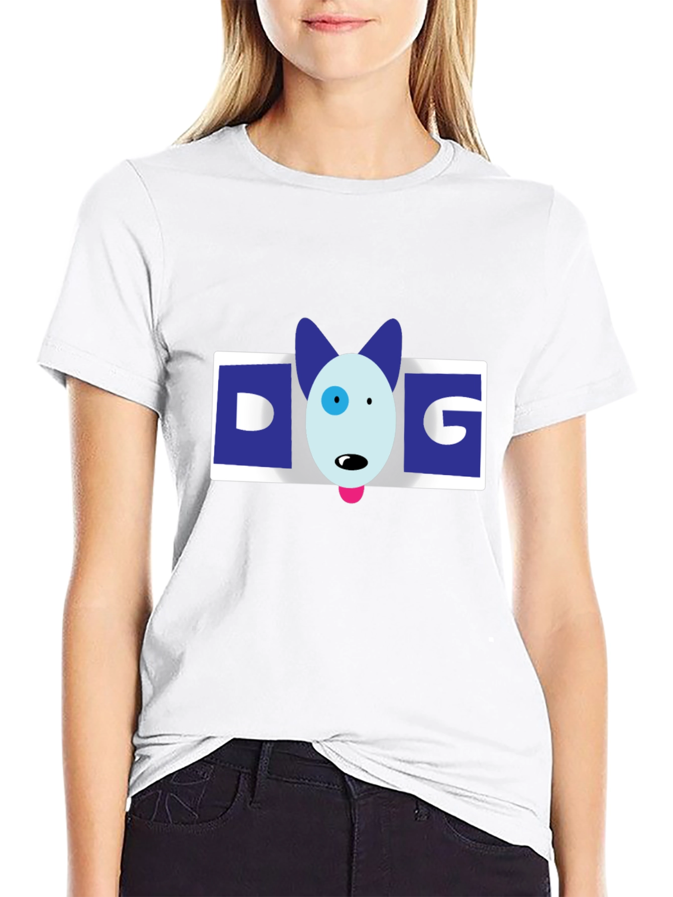 Dog Cartoon Graphic Mens Black T-Shirt