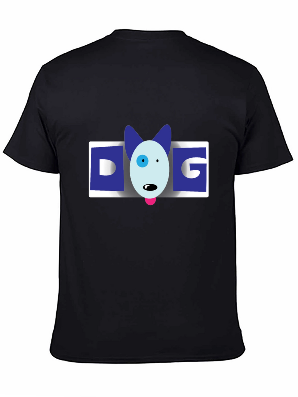 Dog Cartoon Graphic Mens Black T-Shirt