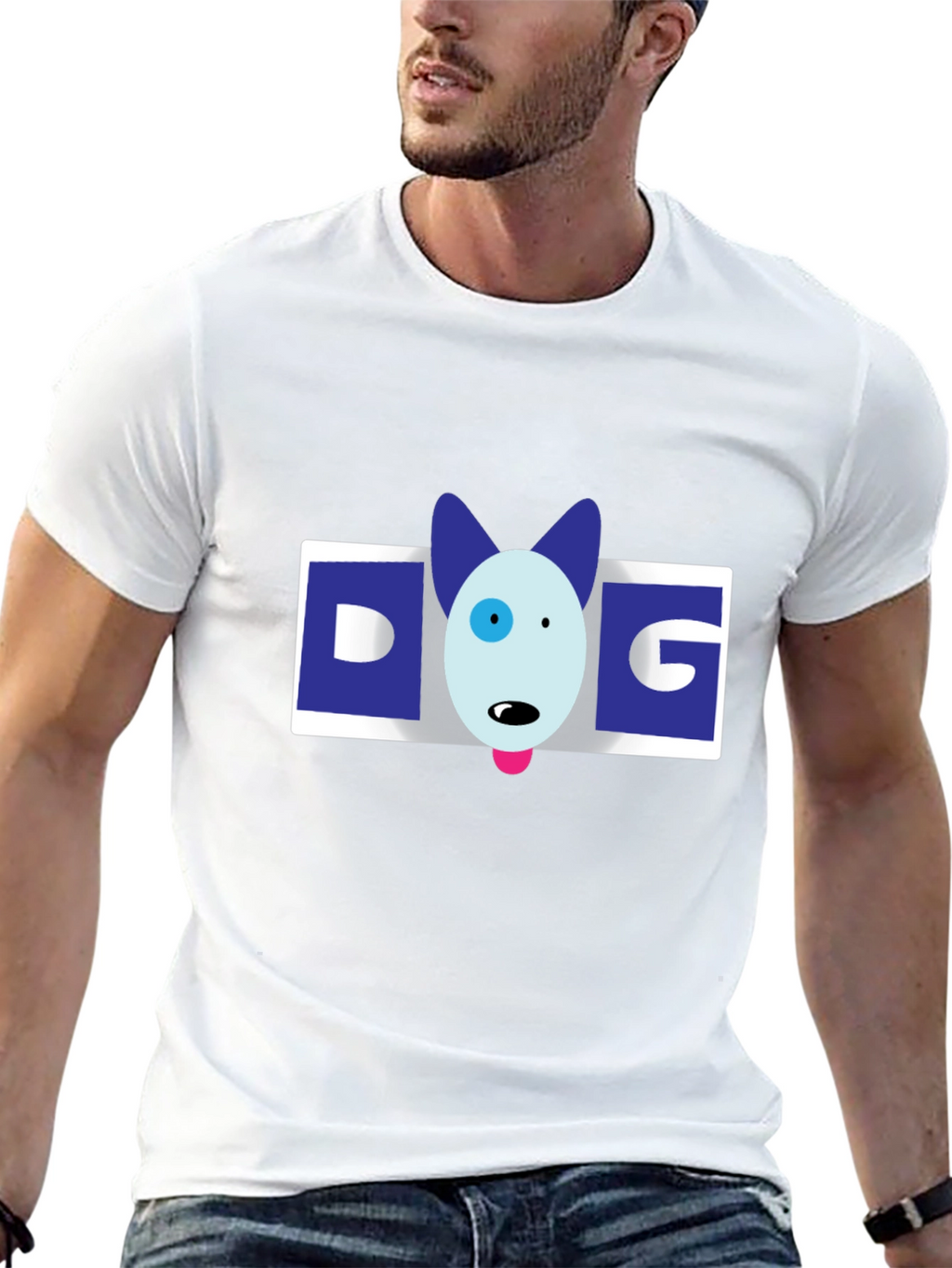 Dog Cartoon Graphic Mens Black T-Shirt