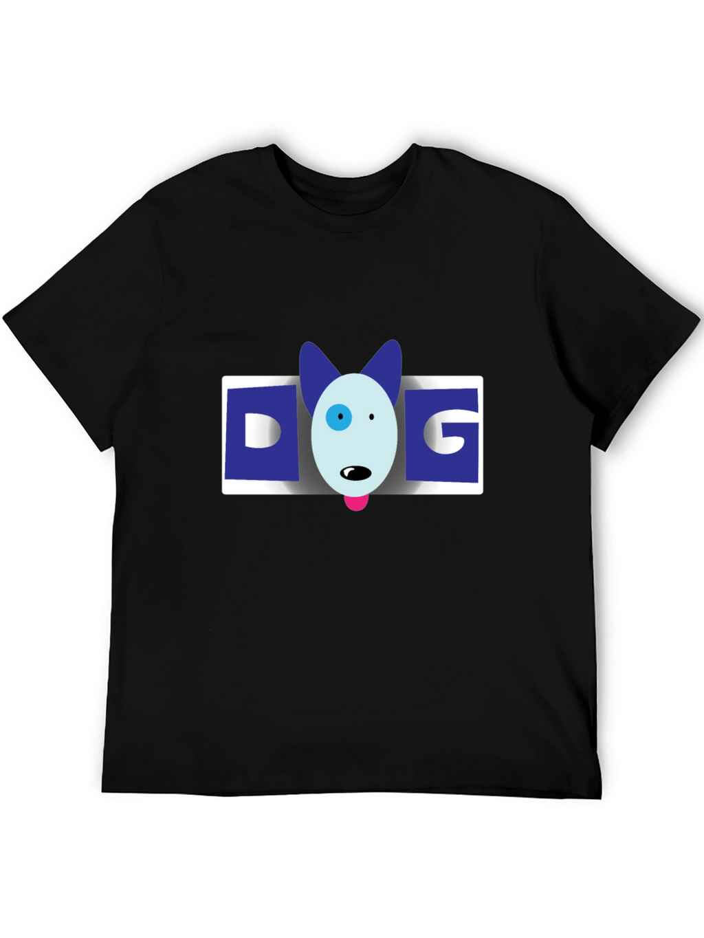 Dog Cartoon Graphic Mens Black T-Shirt
