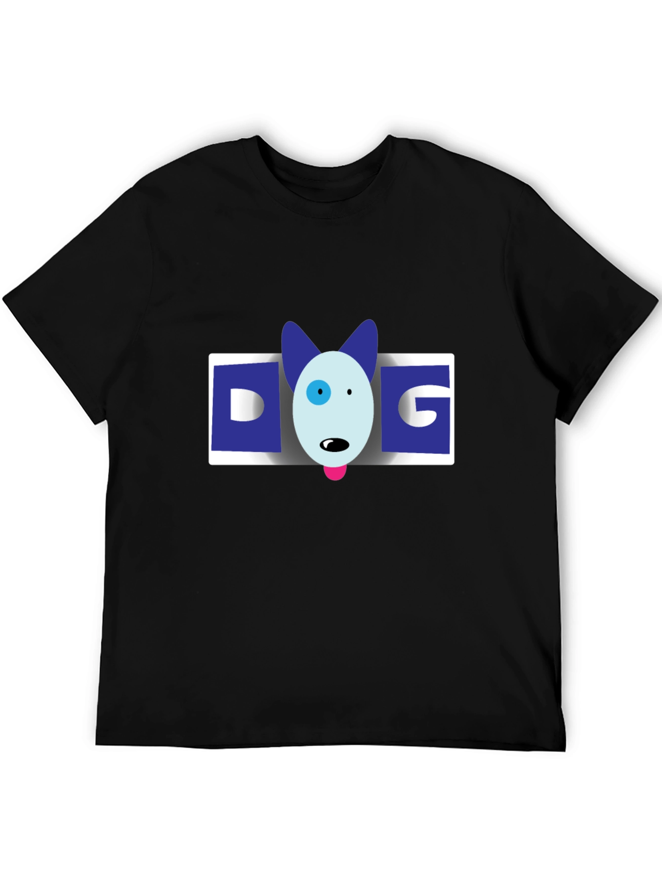 Dog Cartoon Graphic Mens Black T-Shirt