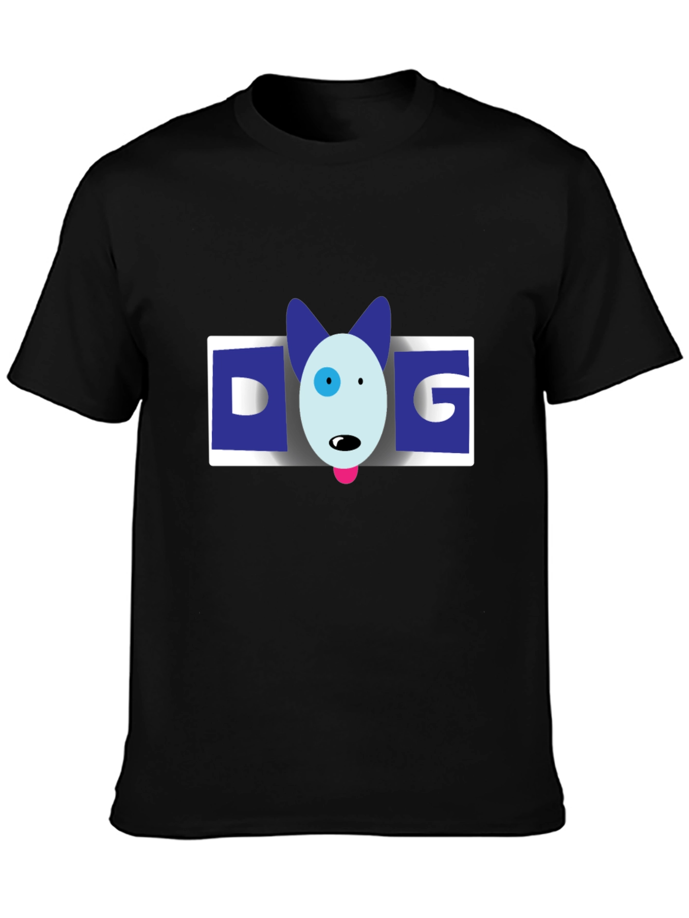 Dog Cartoon Graphic Mens Black T-Shirt