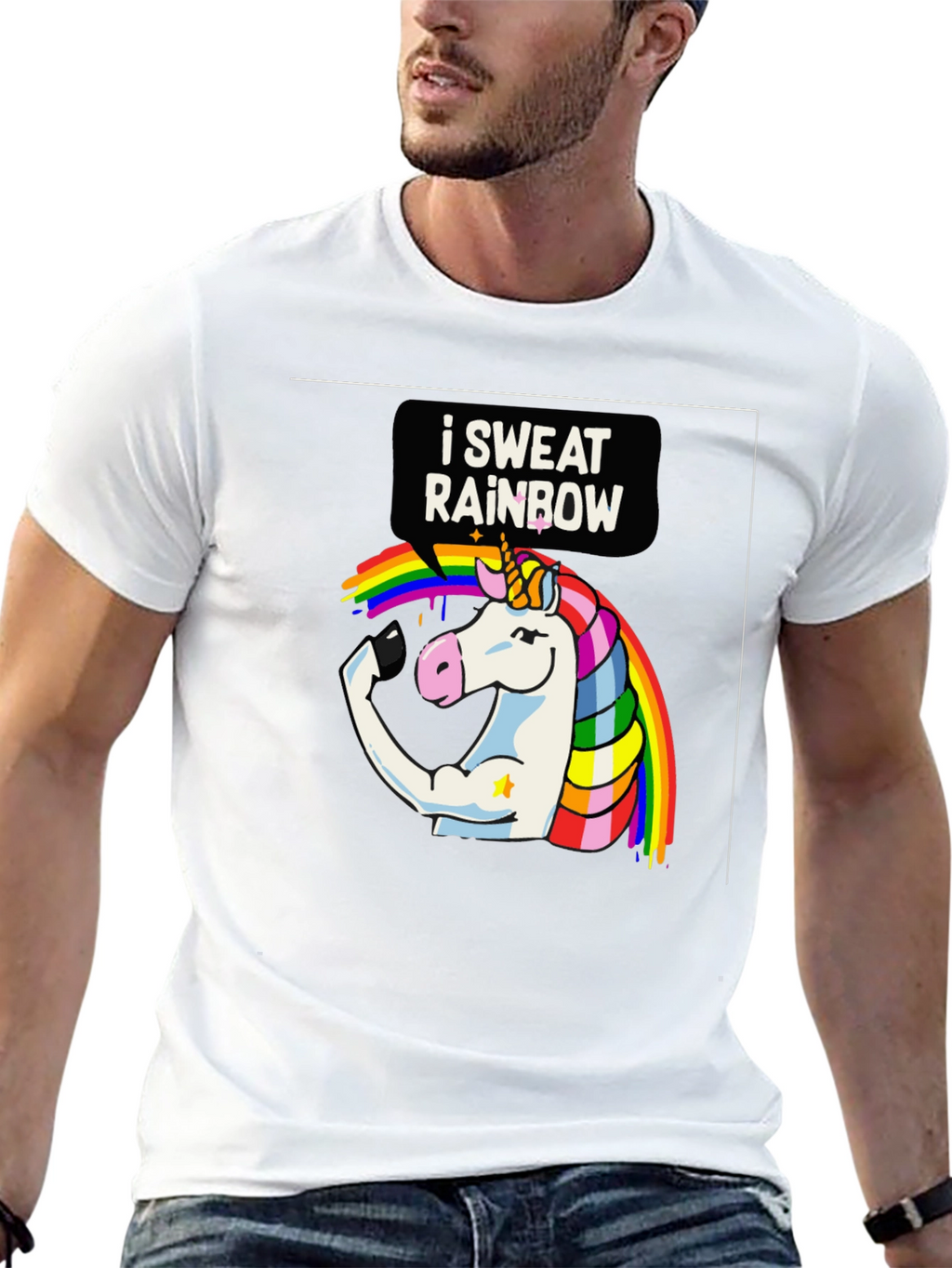 I Sweat Rainbow Unicorn Graphic T-Shirt