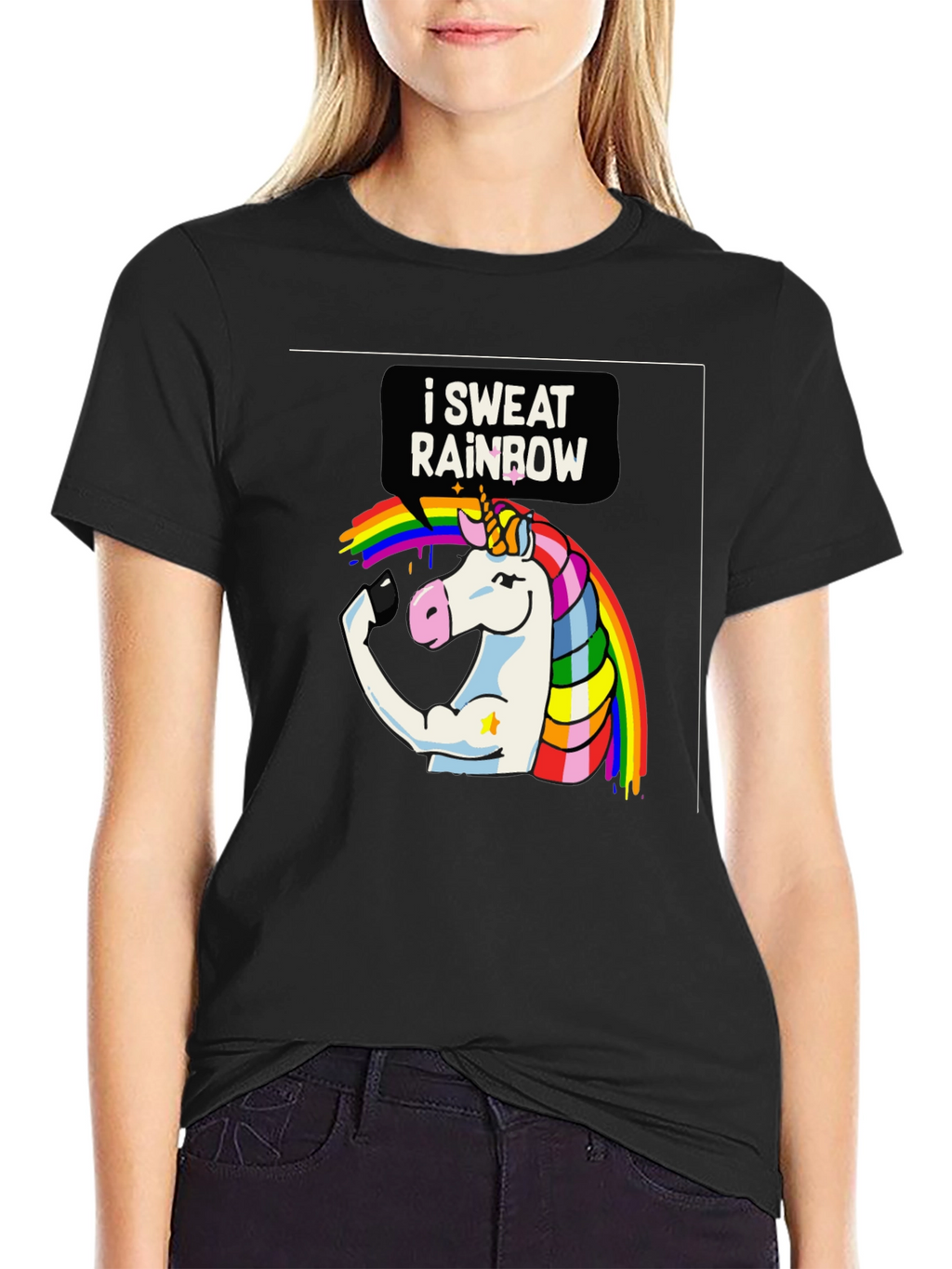 I Sweat Rainbow Unicorn Graphic T-Shirt