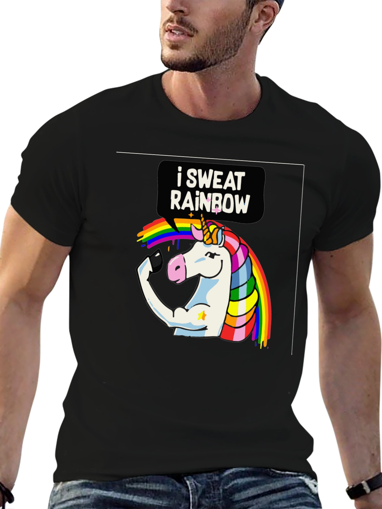 I Sweat Rainbow Unicorn Graphic T-Shirt