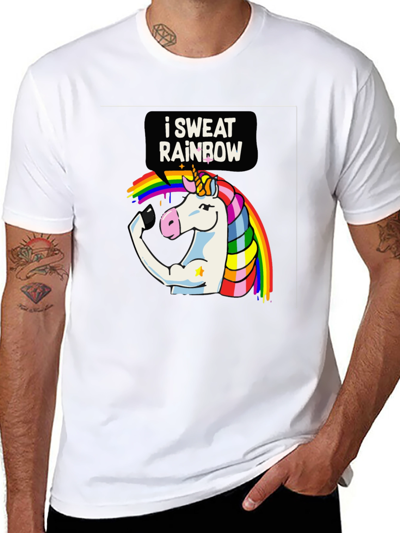I Sweat Rainbow Unicorn Graphic T-Shirt