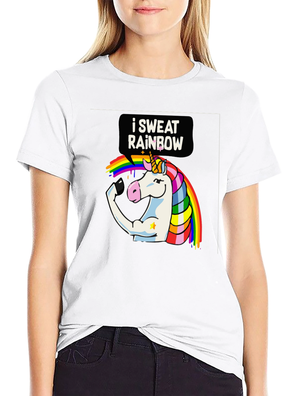 I Sweat Rainbow Unicorn Graphic T-Shirt