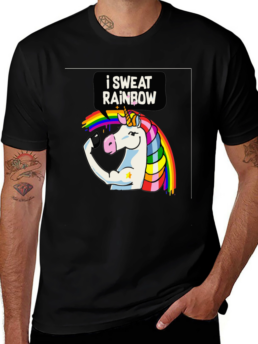 I Sweat Rainbow Unicorn Graphic T-Shirt