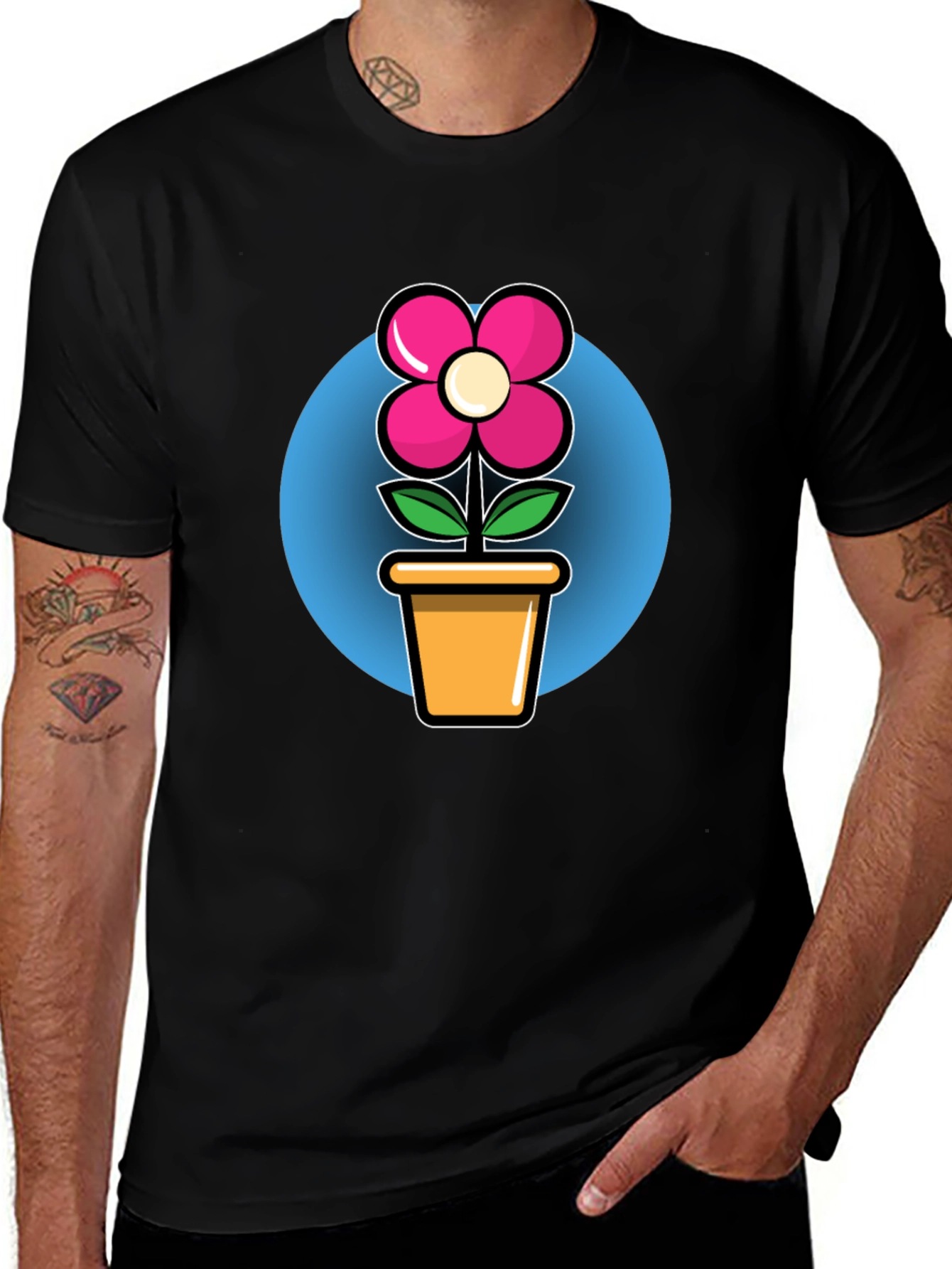 Flower in Pot Graphic Tee - Black