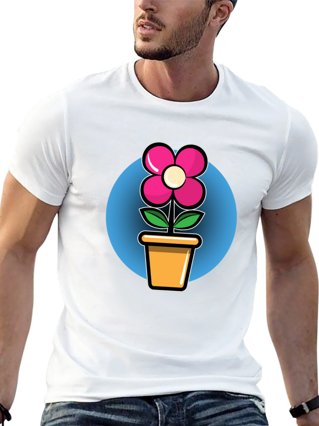 Flower in Pot Graphic Tee - Black