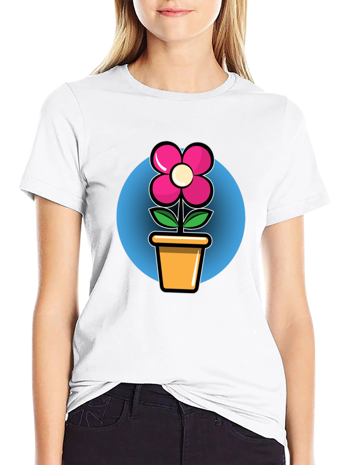 Flower in Pot Graphic Tee - Black