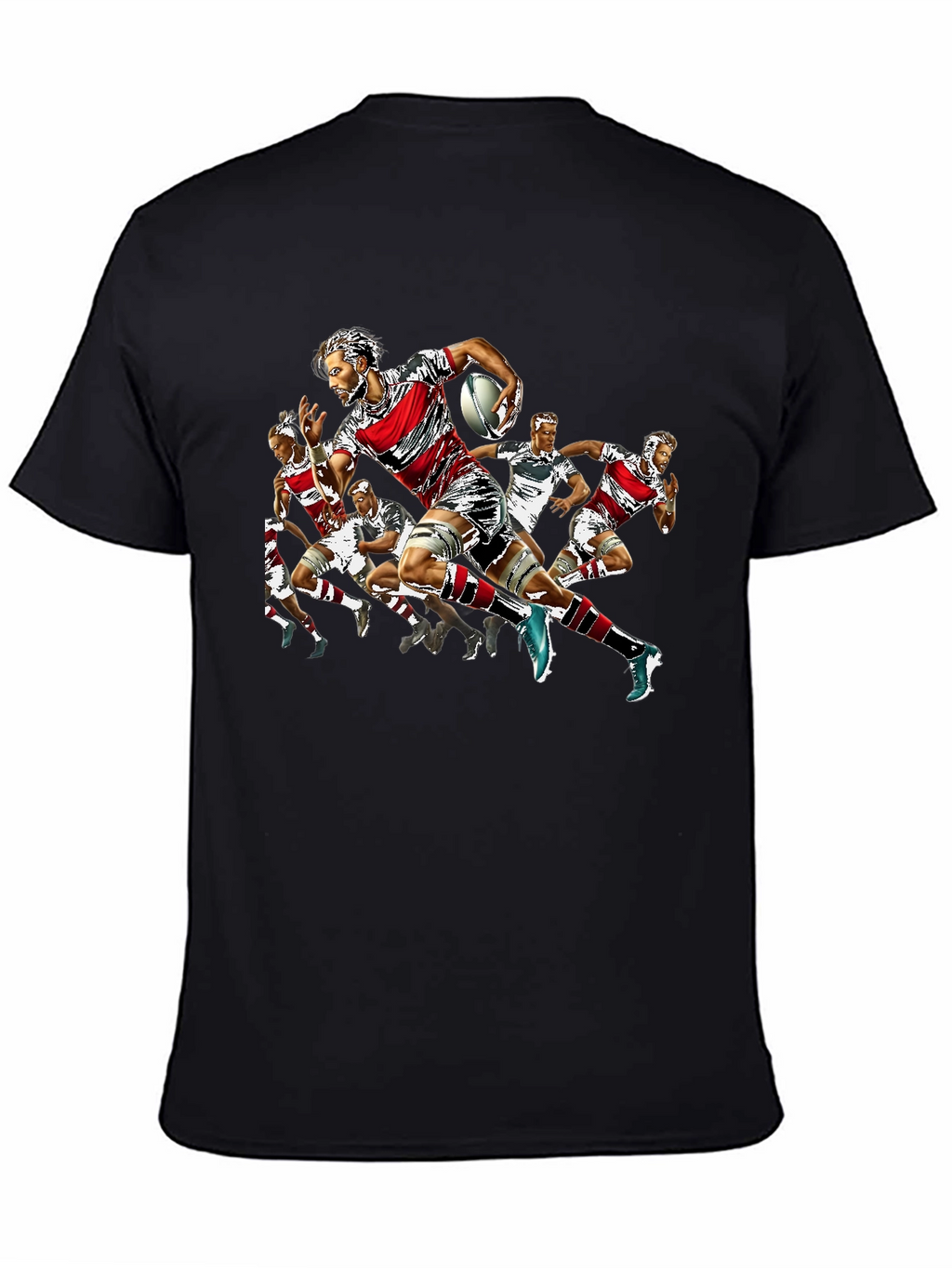 Rugby Player Graphic Print Crew Neck T-Shirt