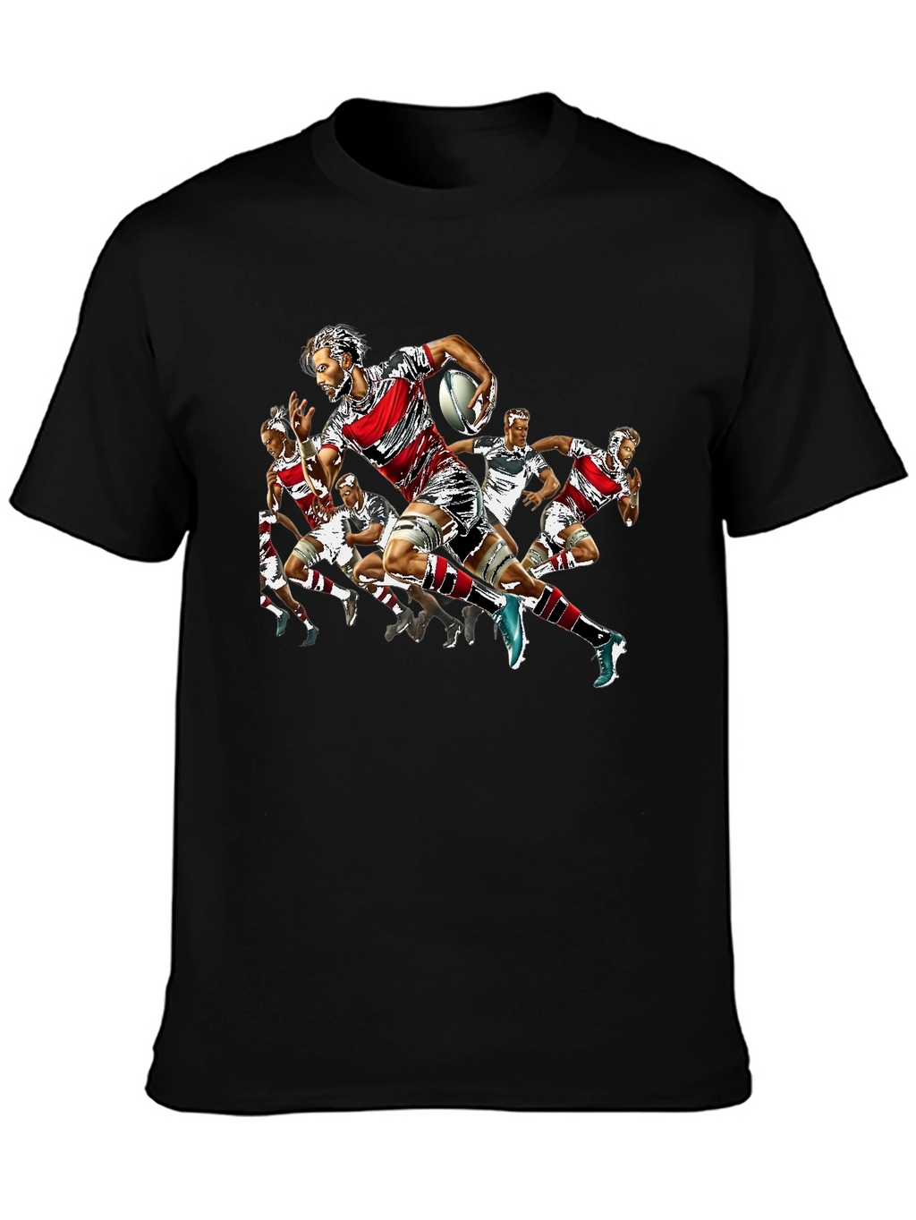 Rugby Player Graphic Print Crew Neck T-Shirt