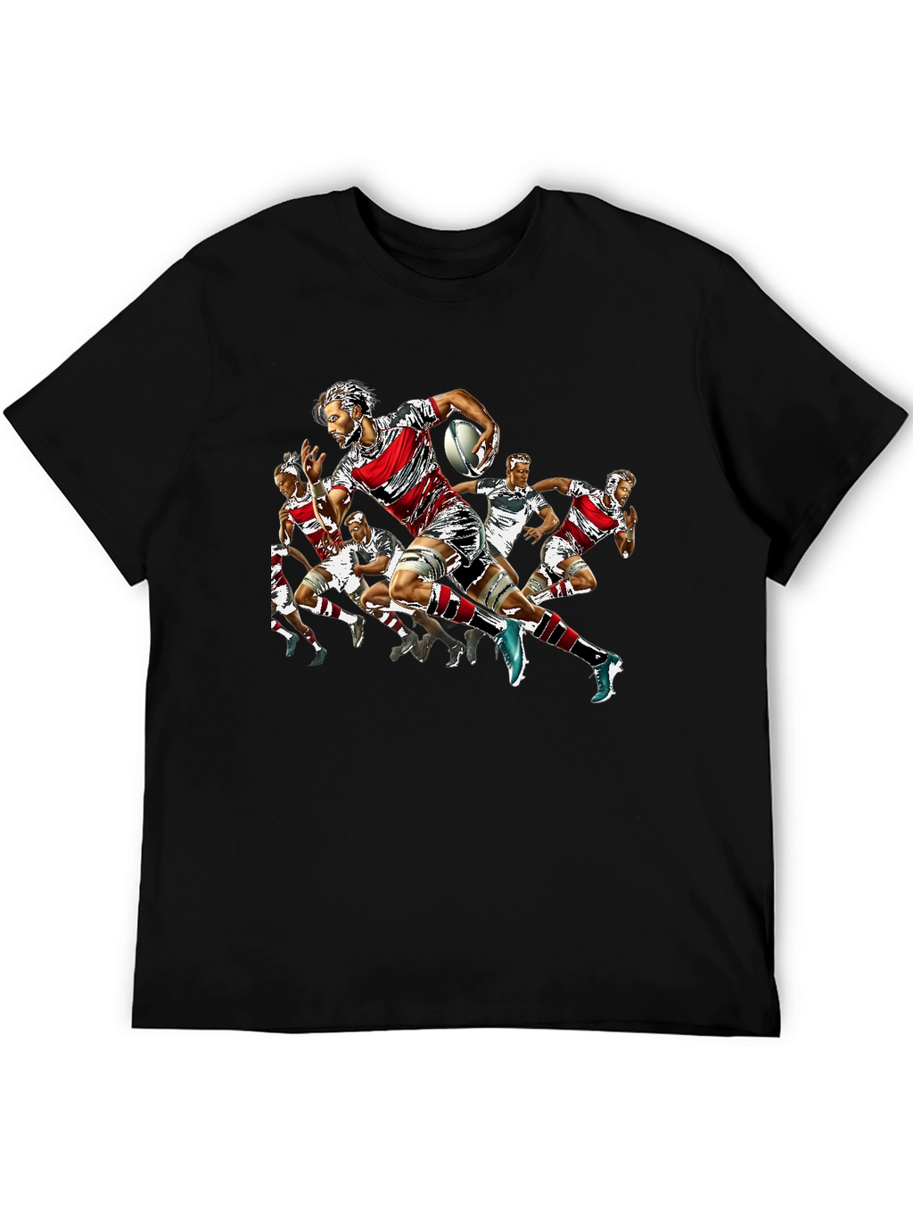 Rugby Player Graphic Print Crew Neck T-Shirt