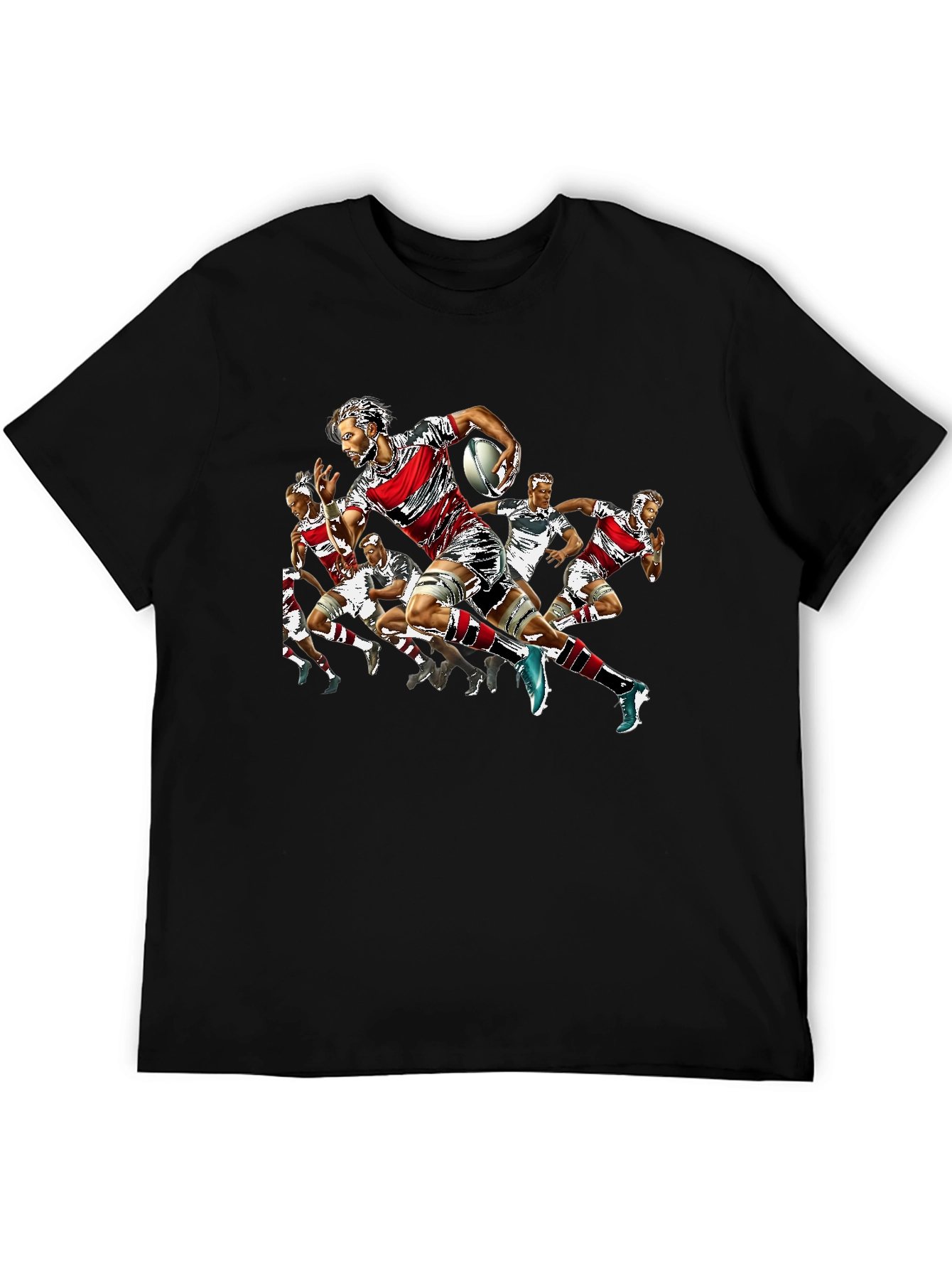 Rugby Player Graphic Print Crew Neck T-Shirt