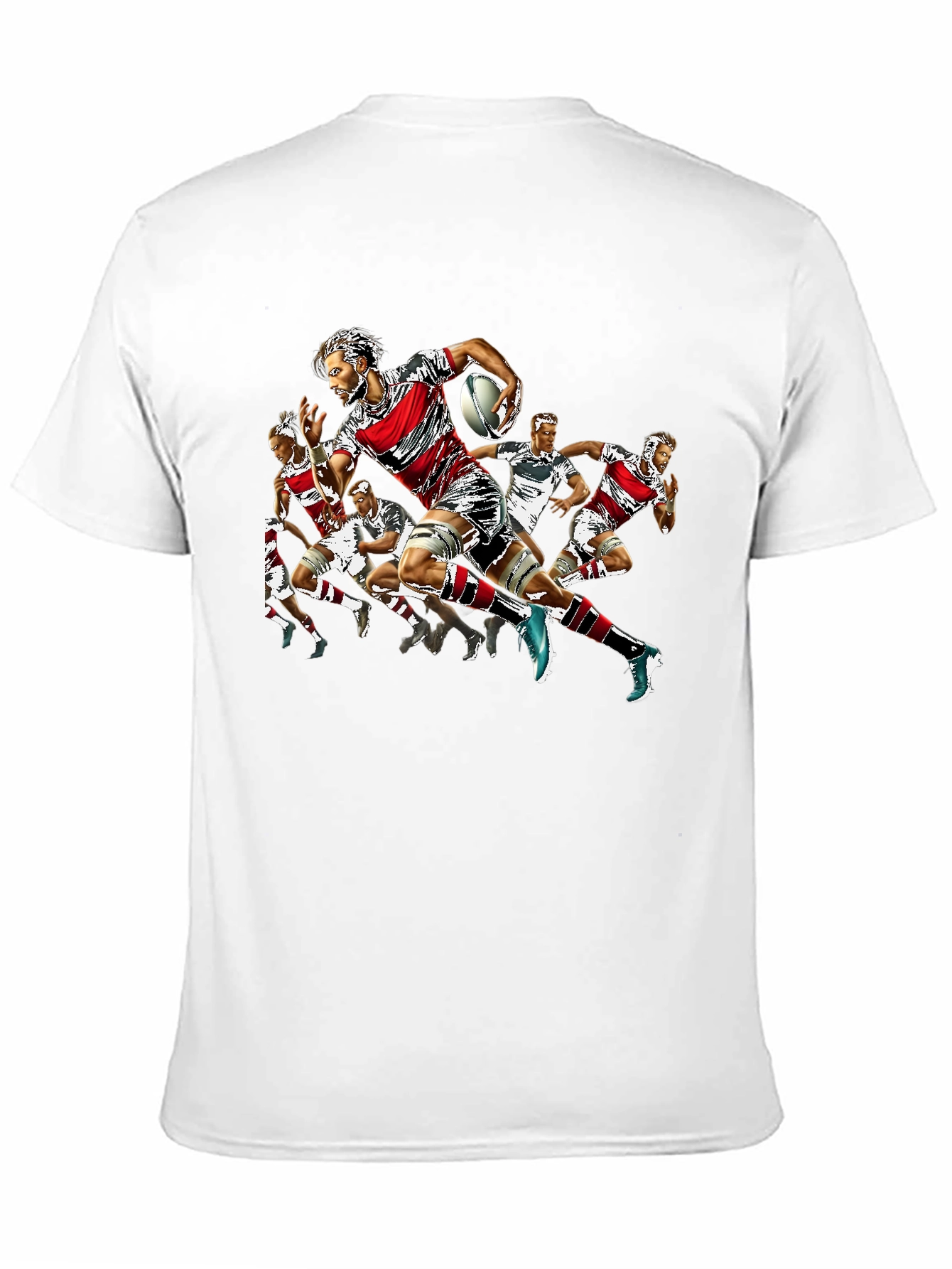 Rugby Player Graphic Print Crew Neck T-Shirt