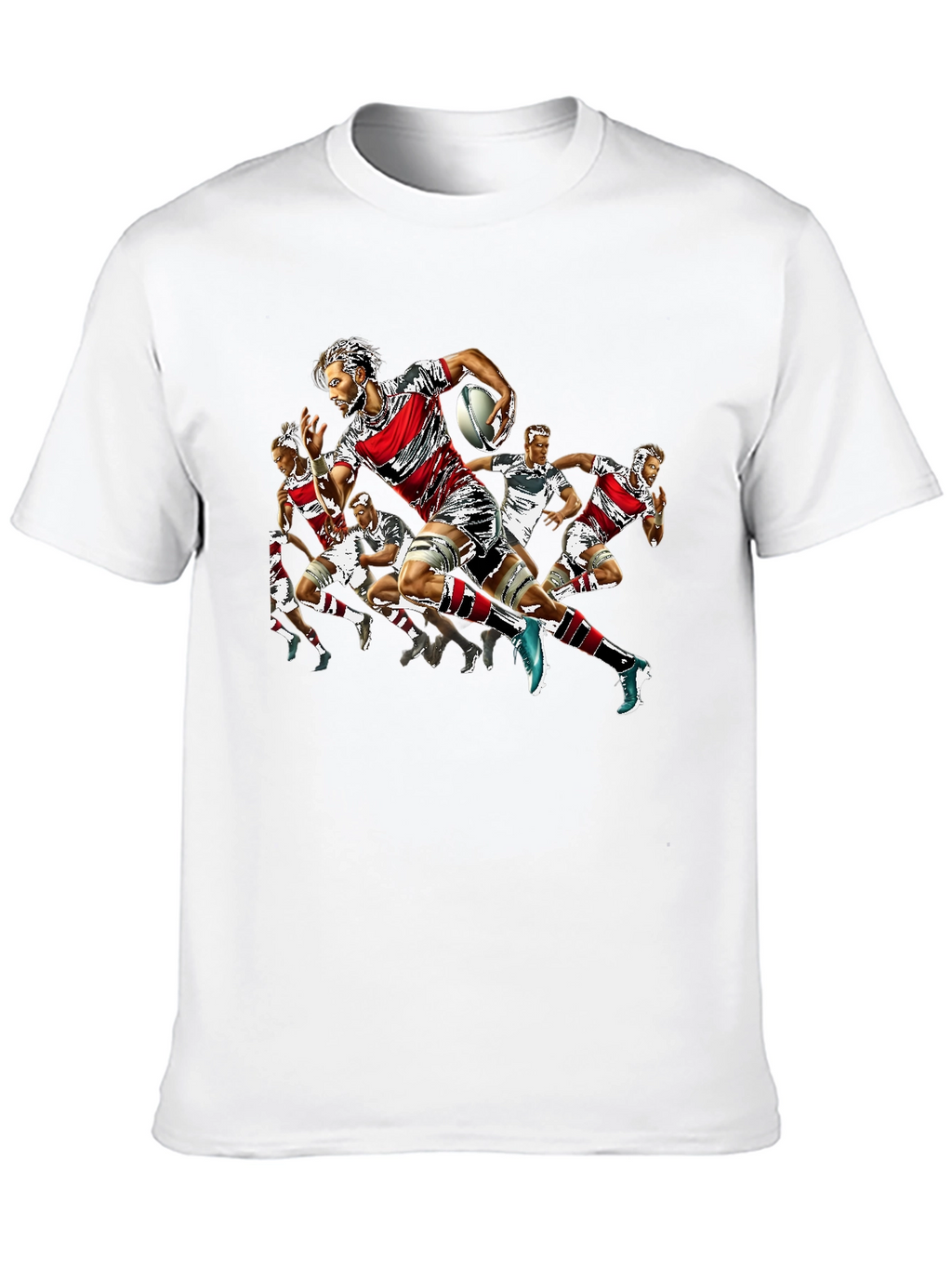 Rugby Player Graphic Print Crew Neck T-Shirt