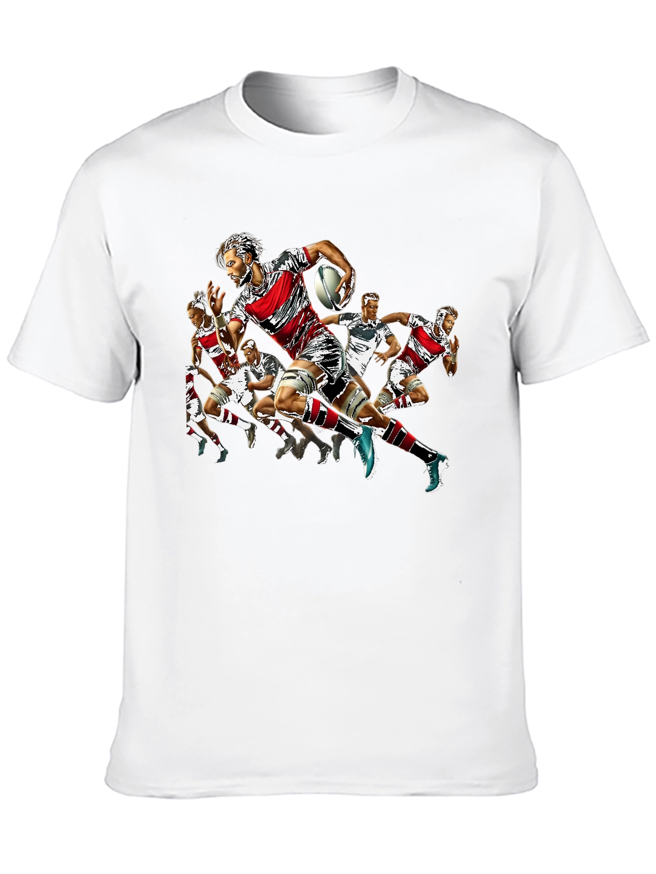 Rugby Player Graphic Print Crew Neck T-Shirt