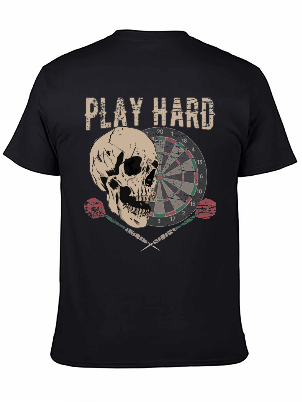 Play Hard Dartboard Skull Graphic T-Shirt