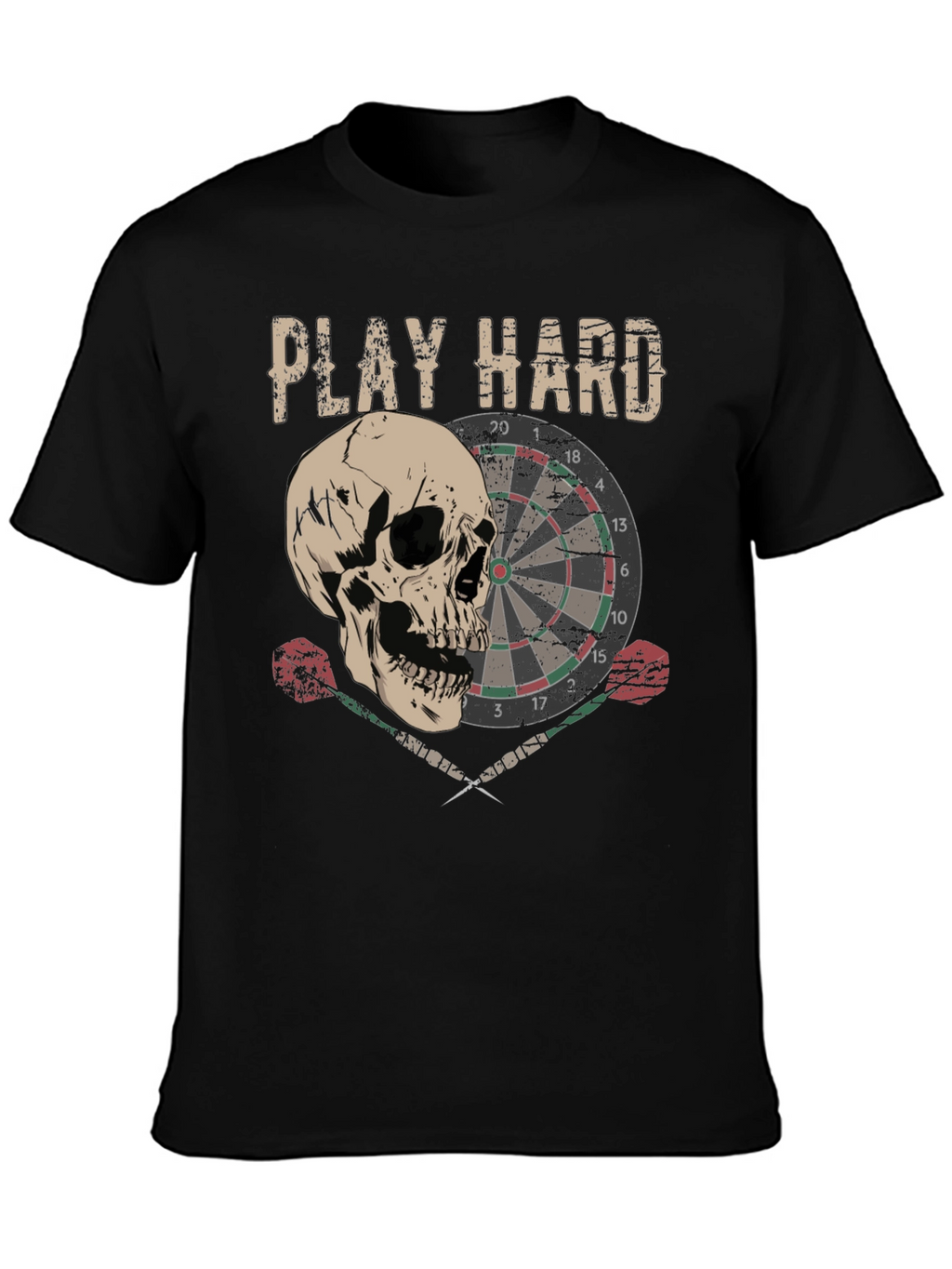 Play Hard Dartboard Skull Graphic T-Shirt