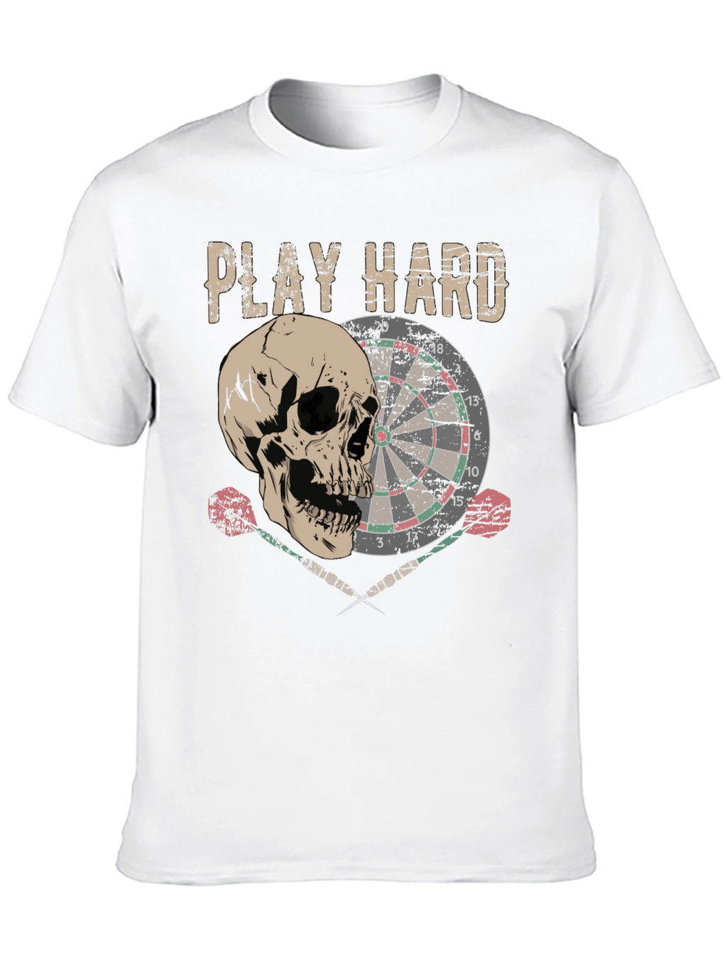 Play Hard Dartboard Skull Graphic T-Shirt