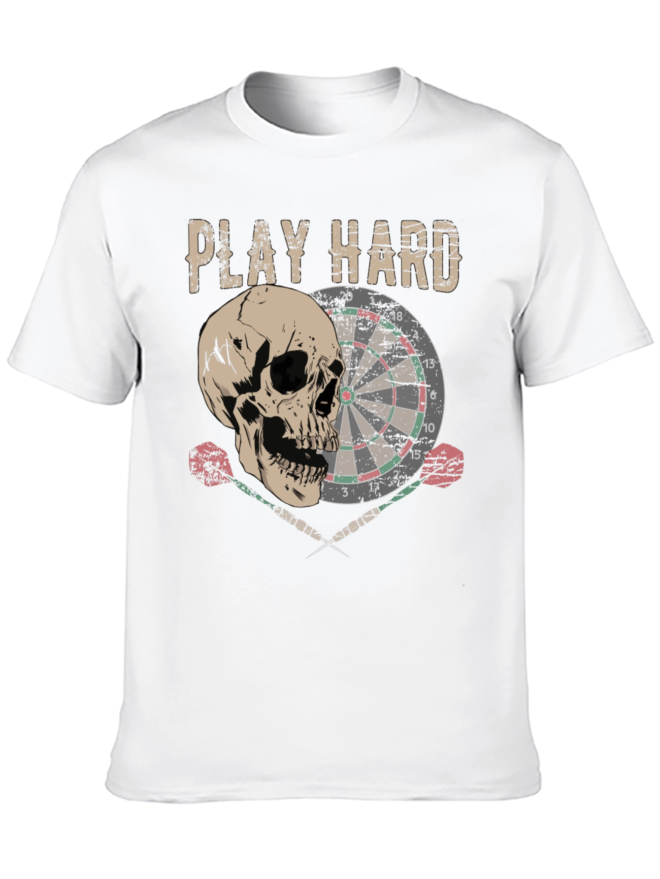 Play Hard Dartboard Skull Graphic T-Shirt