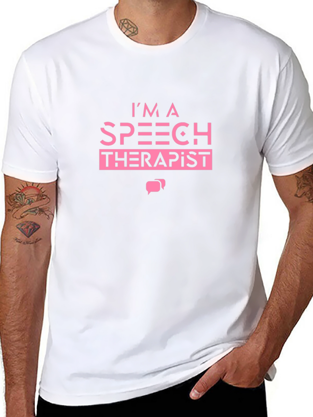 Speech Therapist Graphic T-Shirt Pink Text on Black