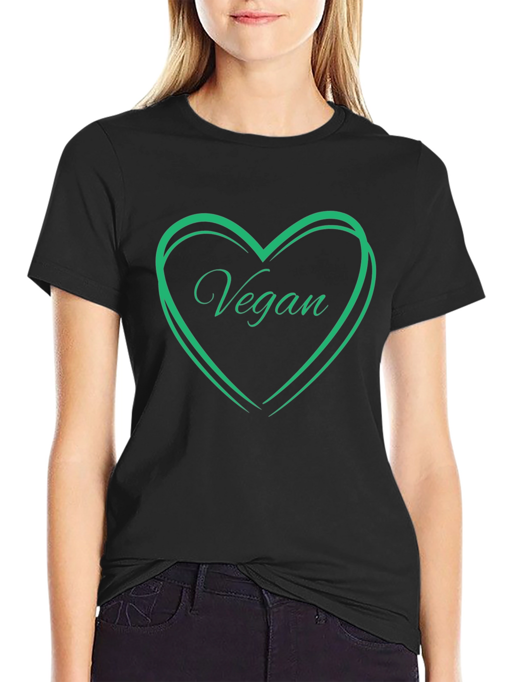 Vegan Heart T-Shirt - Black Cotton Tee
